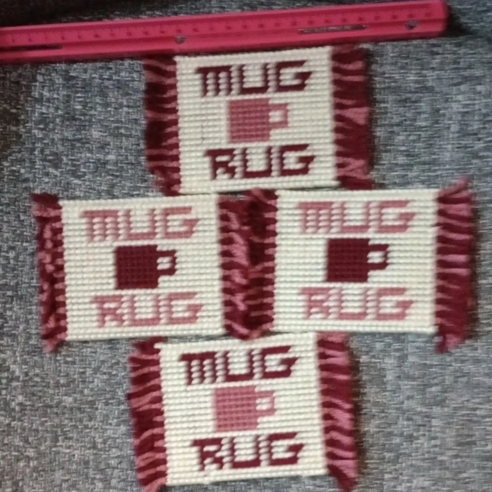Hand Crafted Pink and Cream Mug Rugs